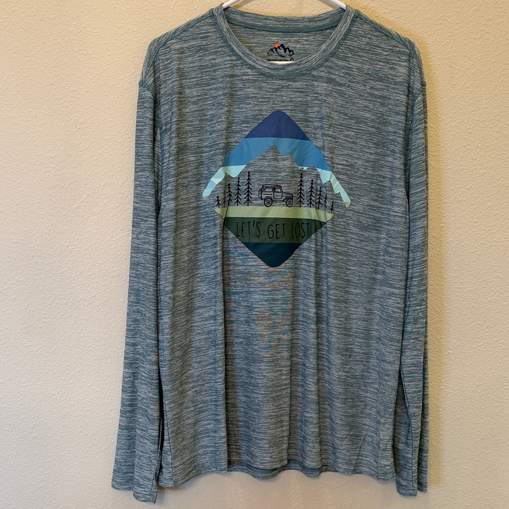 Mountain and Isles Men's Blue Graphic Long Sleeve Shirt Size XL